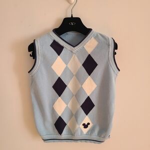 GAP Kids Argyle Sweater Vest - Light Blue and Navy Size 10 kids